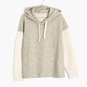 Madewell Gray and Cream quilted Hooded Sweater